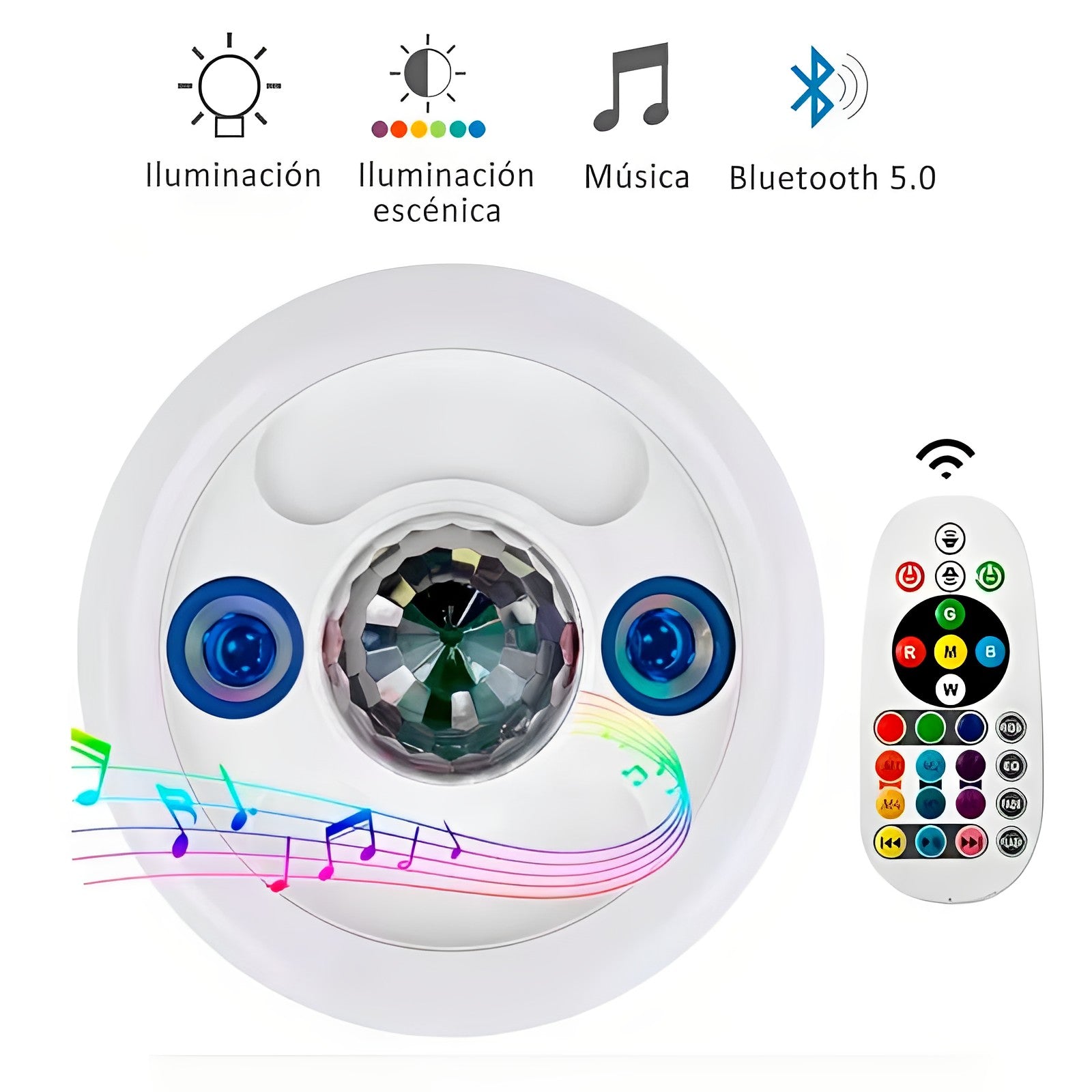 FOCO LED  3 EN 1 , CONTROL REMOTO- BLUETOOTH Y DOLBLE PARLANTE